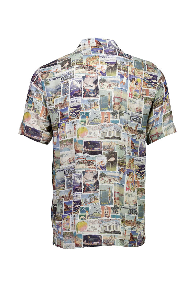 Back image of Aop vintage shirt in all over print, by brand Lindbergh