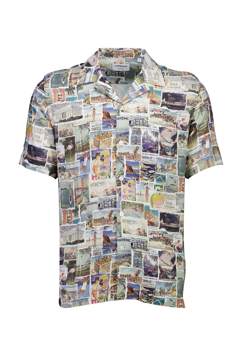 Front image of Aop vintage shirt in all over print, by brand Lindbergh