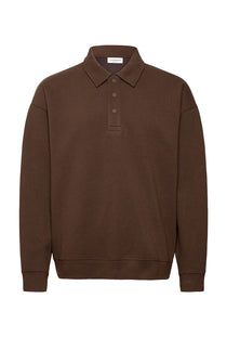 Front image of the Birdeye sweat ls polo in brown, by brand Lindbergh