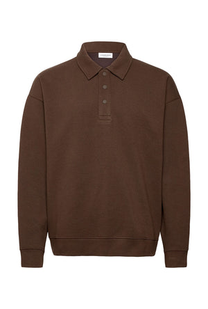 Front image of the Birdeye sweat ls polo in brown, by brand Lindbergh