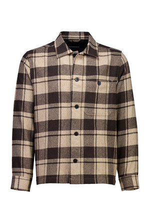 Front image of the Check overshirt in brown, by brand Lindbergh