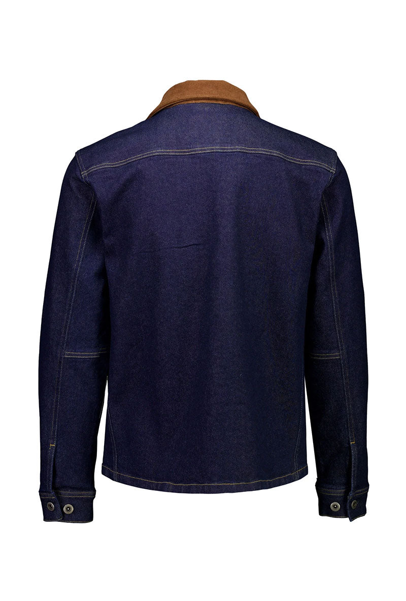 Back image of Corduroy collar overshirt in dark denim, by brand Lindbergh