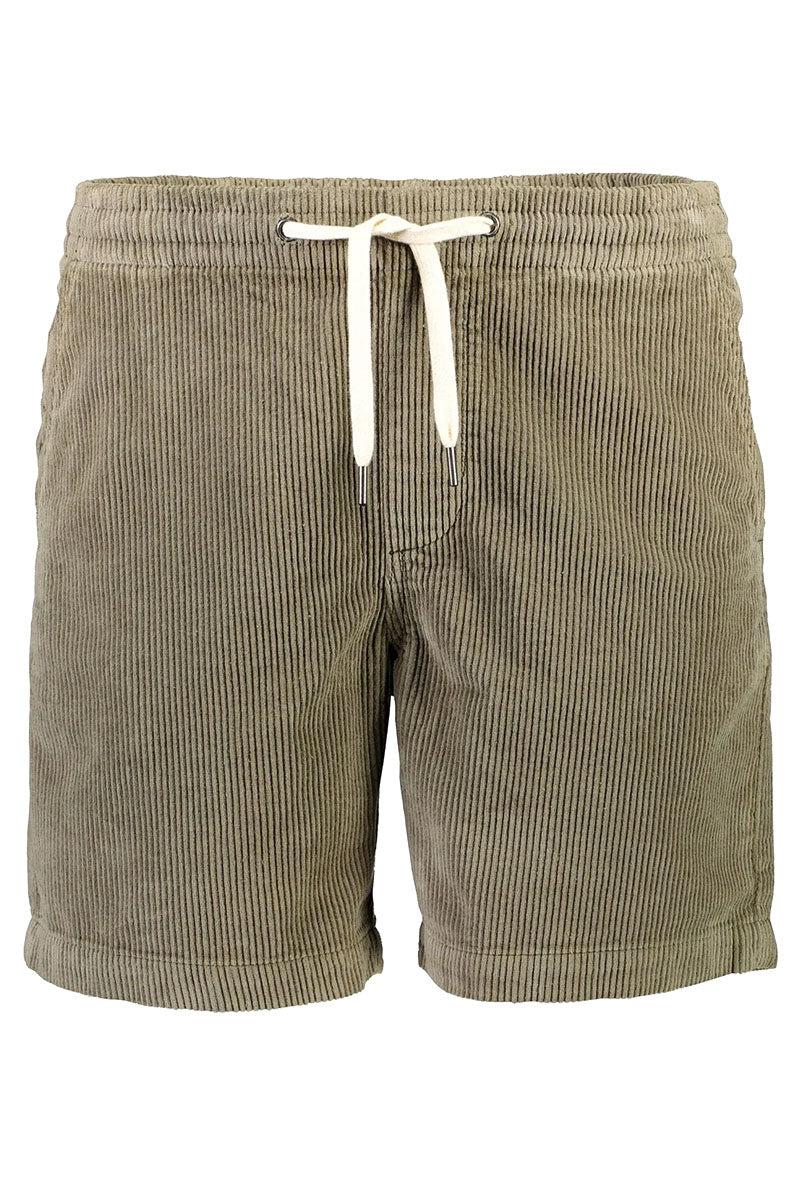 Front image of Corduroy relaxed fit shorts in khaki, by brand Lindbergh