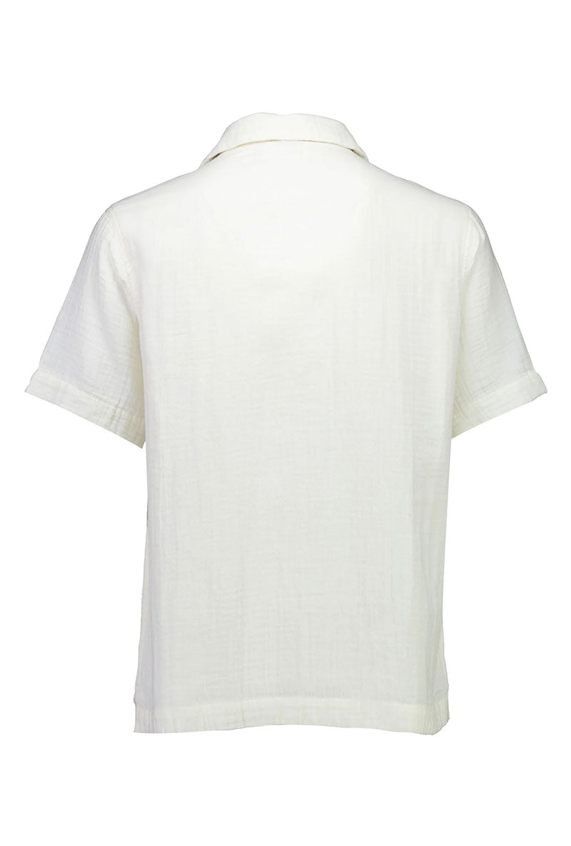Back image of Cotton muslin resort shirt in off white, by brand Lindbergh