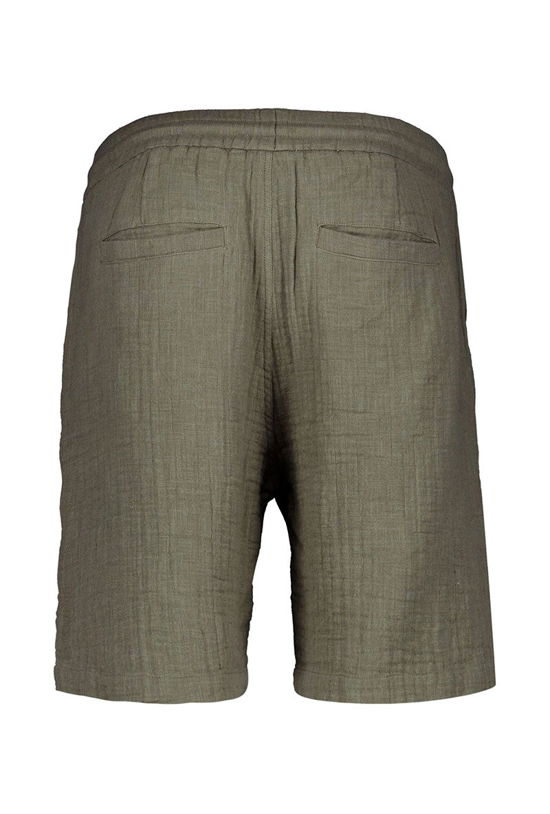 Back image of Cotton muslin shorts in sage, by brand Lindbergh