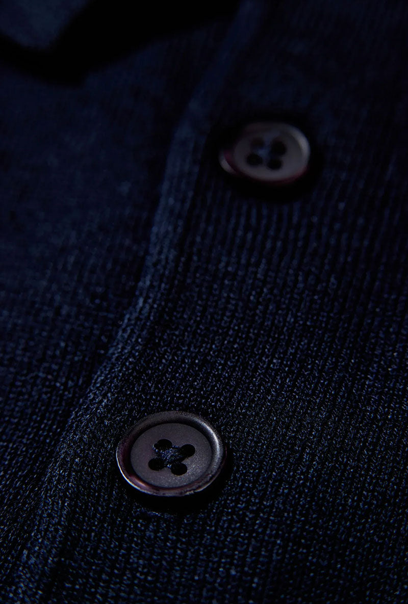 Detail image of Lindbergh ecovero l/s zip polo in navy, by brand Lindbergh