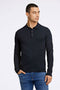 Front image of a model wearing Lindbergh ecovero l/s zip polo in navy, by brand Lindbergh