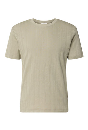 Front image of Jacquard ss tee in olive, by brand Lindbergh