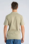 Back image of a model wearing the Jacquard vneck polo in olive, by brand Lindbergh