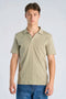 Front image of a model wearing Jacquard vneck polo in olive, by brand Lindbergh