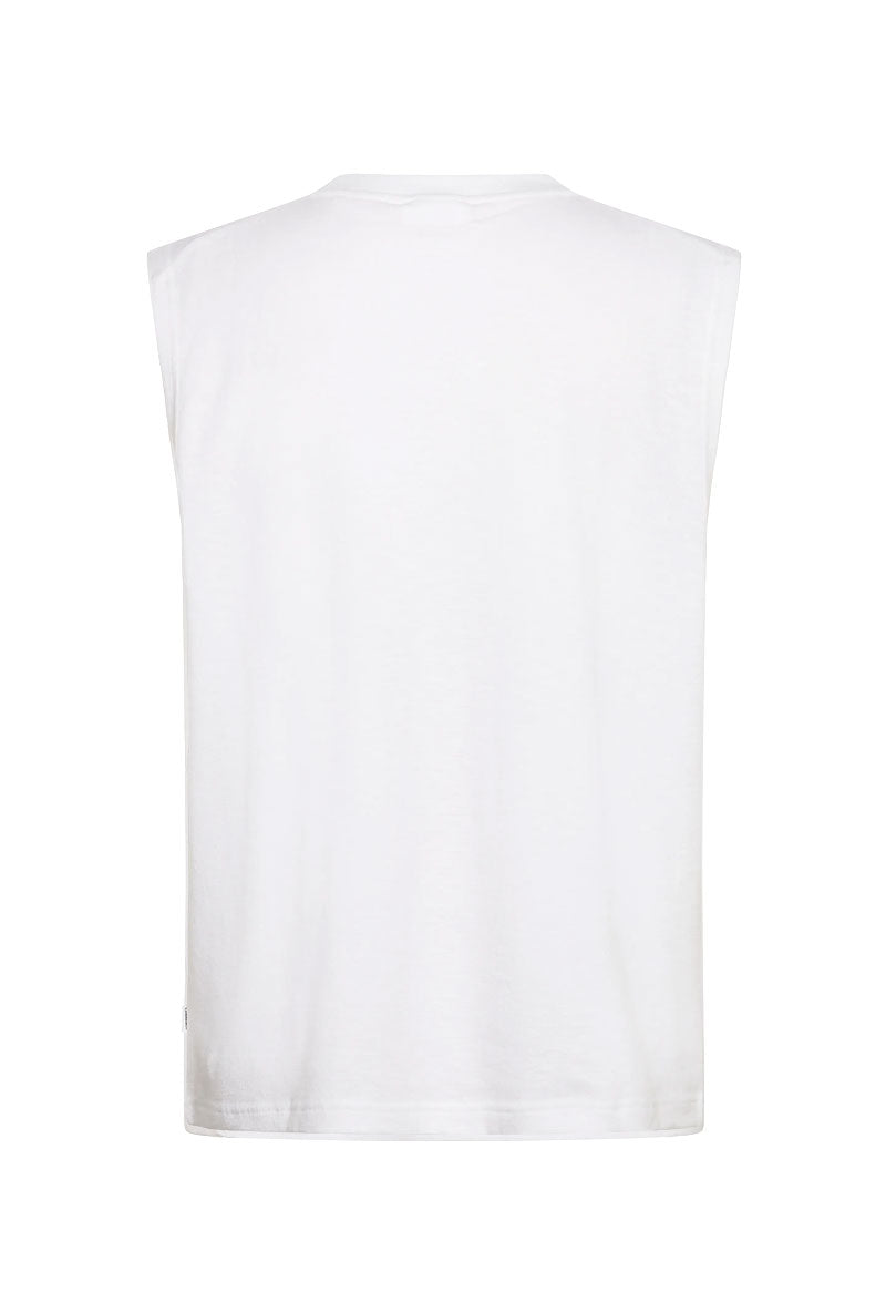 Back image of Oversized rib cap sleeve in white, by brand Lindbergh