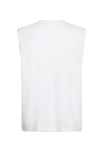 Back image of the Oversized rib cap sleeve in white, by brand Lindbergh