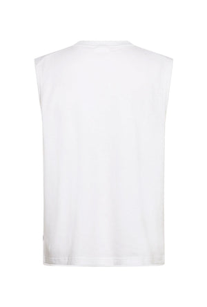 Back image of the Oversized rib cap sleeve in white, by brand Lindbergh
