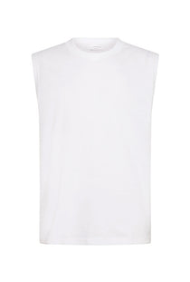 Front image of the Oversized rib cap sleeve in white, by brand Lindbergh