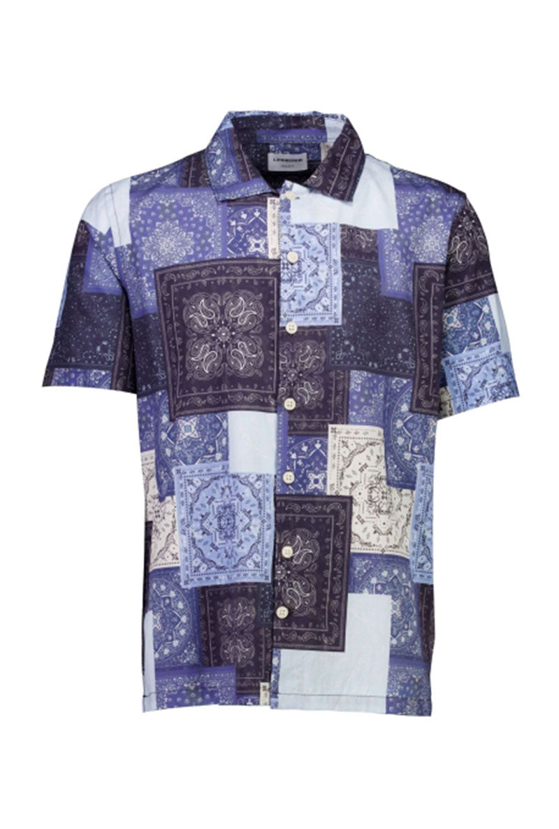 Front image of Paisley aop s/s shirt in all over print, by brand Lindbergh