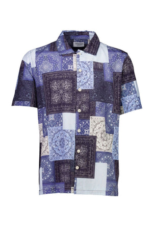 Front image of the Paisley aop s/s shirt in all over print, by brand Lindbergh