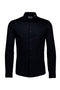 Front image of the Plain sateen superlflex shirt in black, by brand Lindbergh