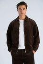 Image of SEERSUCKER CORDUROY ZIP JACKET in brown, by brand LINDBERGH