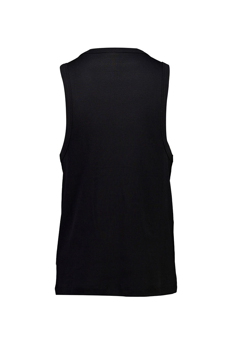 Front image of Slim fit tank top in black, by brand Lindbergh