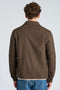Back image of a model wearing the Wool blend flannel overshirt in brown, by brand Lindbergh
