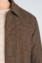 Front image of a model wearing the Wool blend flannel overshirt in brown, by brand Lindbergh