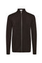 Front image of Soft viscose blend zip cardigan in brown, by brand Lindbergh
