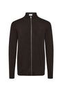 Image of SOFT VISCOSE BLEND ZIP CARDIGAN in brown, by brand LINDBERGH