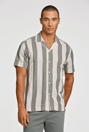 LINDBERGH STRIPED LINEN SS SHIRT