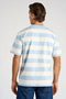 Back image of a model wearing the Striped oversized t in blue, by brand Lindbergh