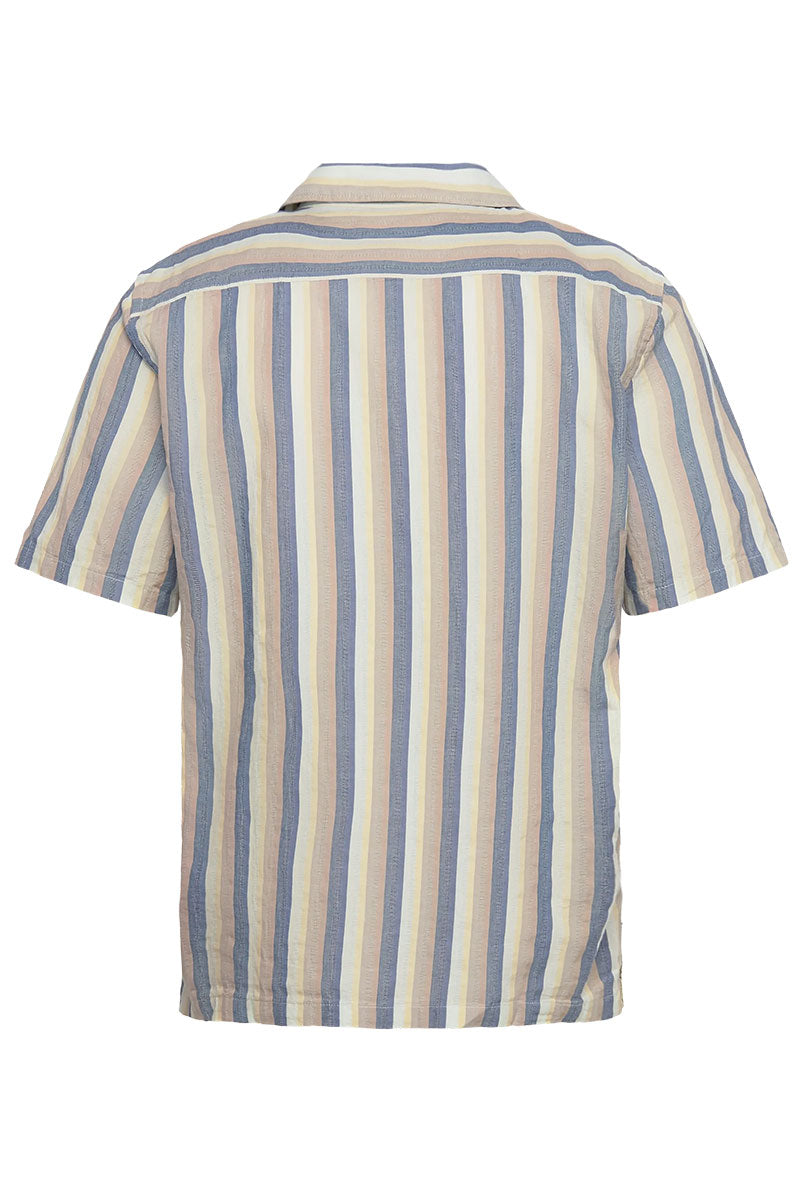 Back image of Striped s/s shirt in blue, by brand Lindbergh