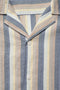 Front detail image of the Striped s/s shirt in blue, by brand Lindbergh