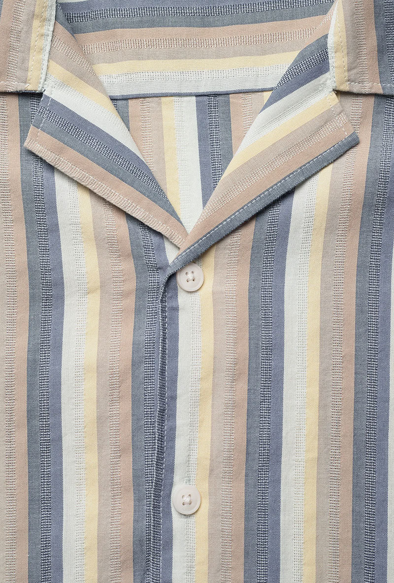 Front detail image of Striped s/s shirt in blue, by brand Lindbergh