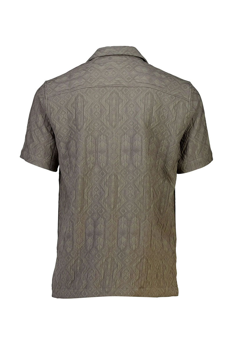 Back image of Textured ss shirt in khaki, by brand Lindbergh