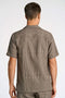 Back image of a model wearing the Textured ss shirt in khaki, by brand Lindbergh