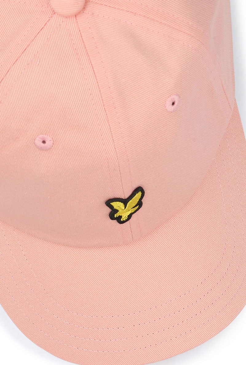 Logo detail image of Baseball cap in peach, by brand Lyle and scott