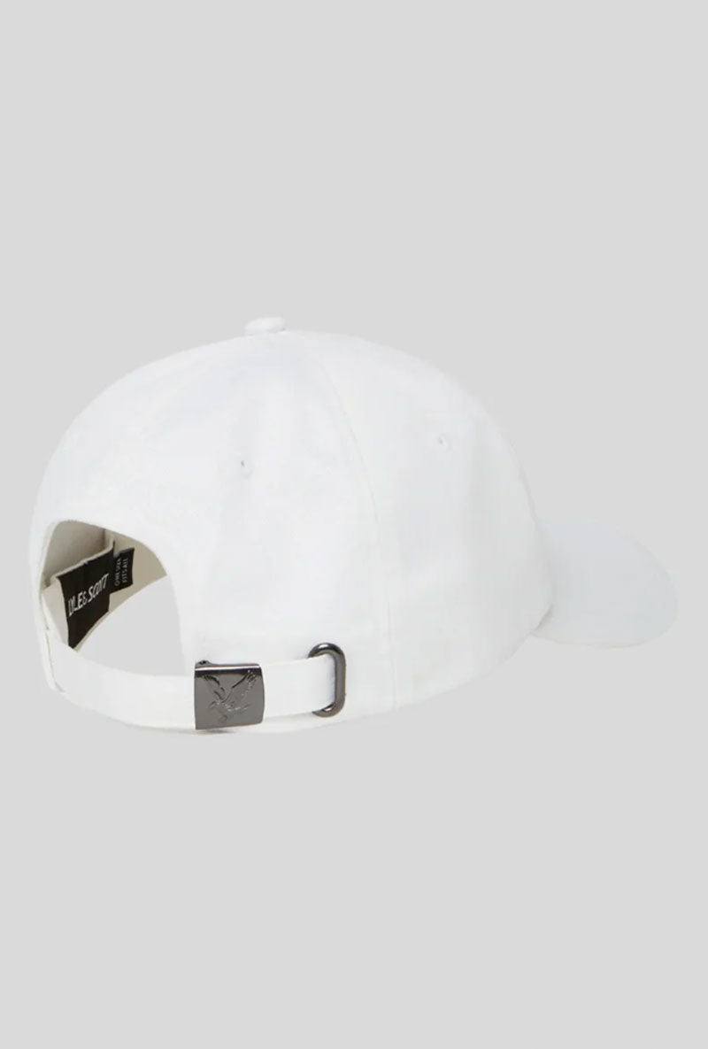 Back image of Baseball cap in white, by brand Lyle and scott