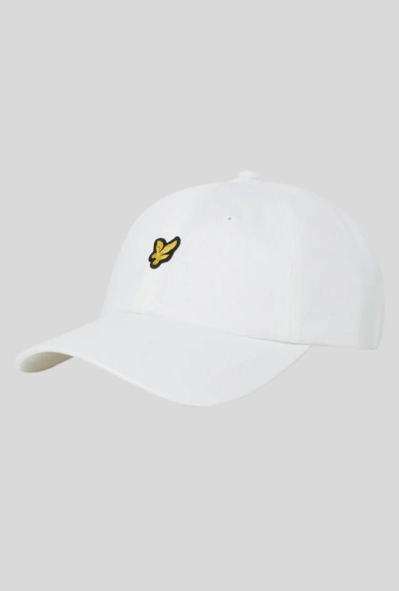 Front image of Baseball cap in white, by brand Lyle and scott