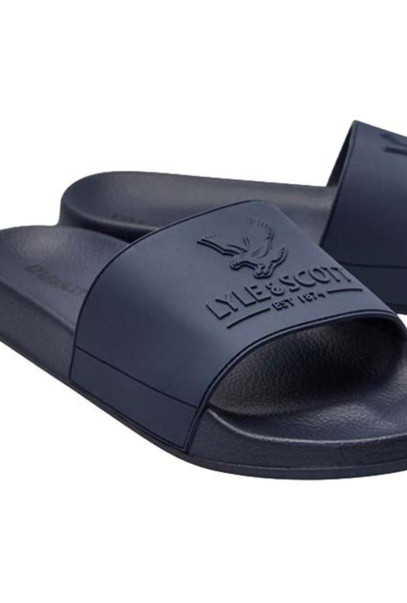 Detail image of Brody sliders in navy, by brand Lyle and scott