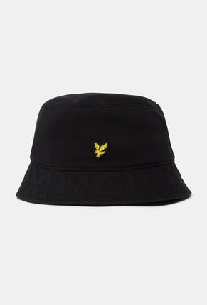 Front image of Bucket hat in black, by brand Lyle and scott