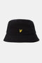 Front image of Bucket hat in black, by brand Lyle and scott