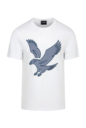 Front image of the Check eagle tshirt in white, by brand Lyle and scott