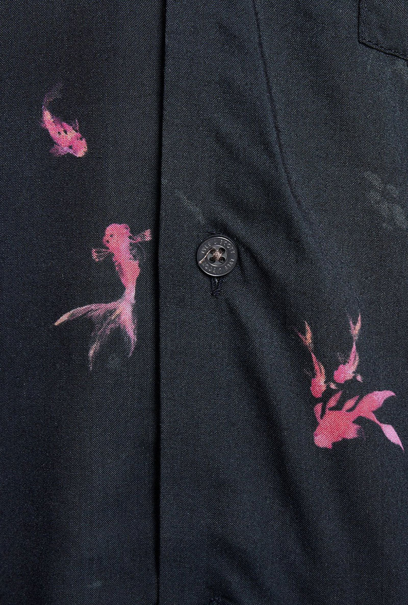 Detail image of Goldfish resort shirt in navy, by brand Lyle and scott