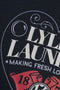 Graphic detail image of the Lyles laundry graphic t in navy, by brand Lyle and scott