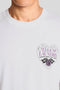 Front image of a model wearing the Lyles laundry graphic t in white, by brand Lyle and scott