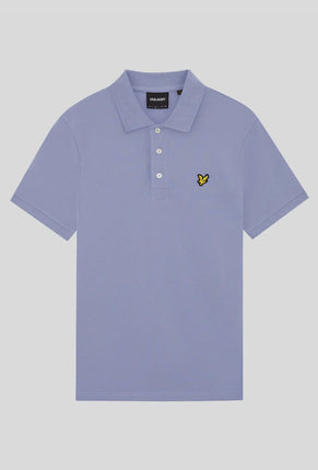 Front image of Plain logo polo in blue, by brand Lyle and scott