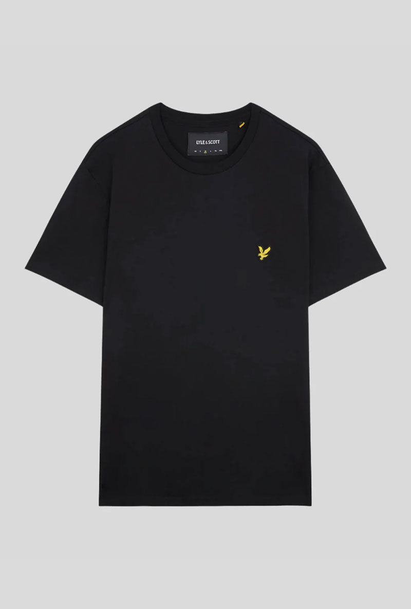 Front image of Plain logo tshirt in black, by brand Lyle and scott
