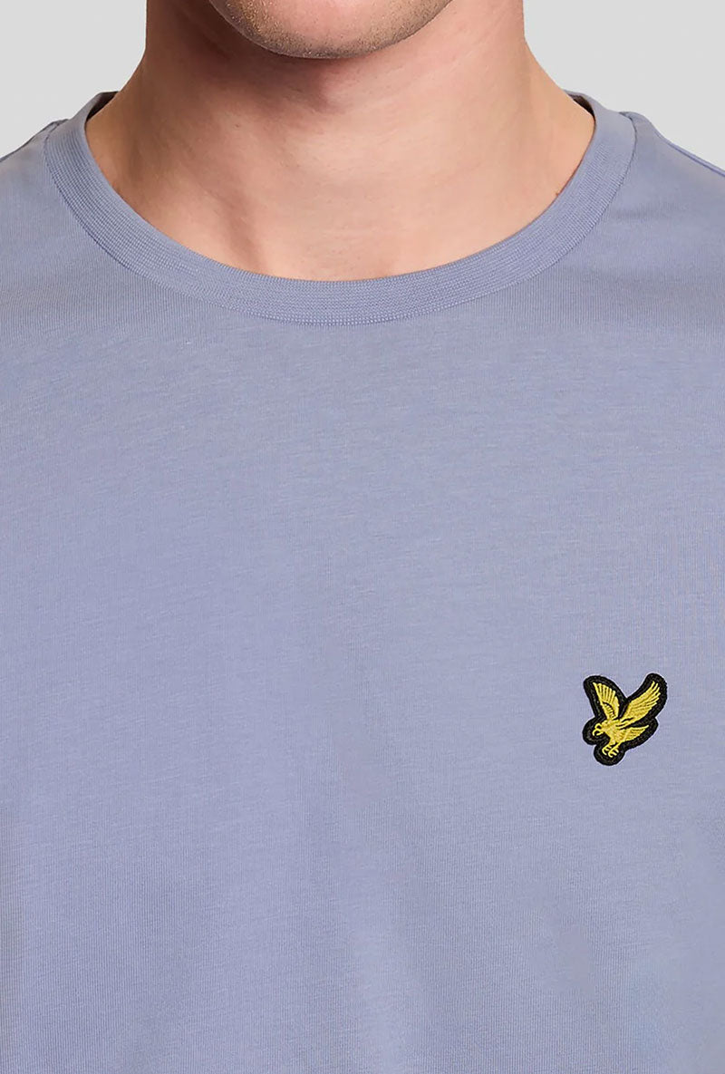 Detail image of Plain logo tshirt in blue, by brand Lyle and scott