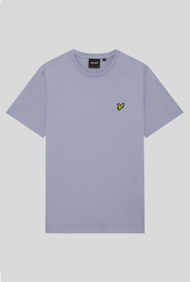 Front image of Plain logo tshirt in blue, by brand Lyle and scott