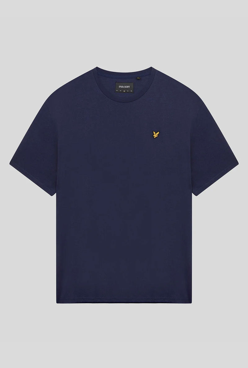 Front image of Plain logo tshirt in navy, by brand Lyle and scott