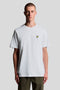 Front image of a model wearing Plain logo tshirt in white, by brand Lyle and scott